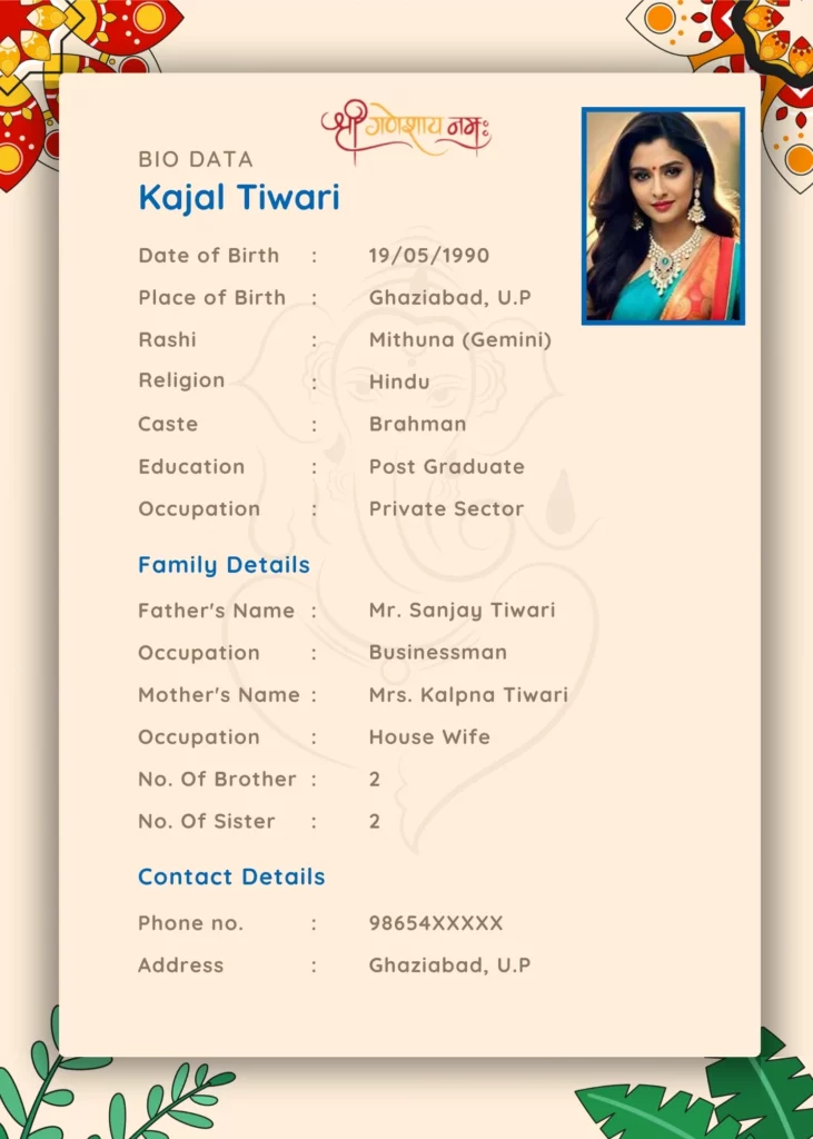 Latest Aqua Forest Biodata | Biodata for marriage