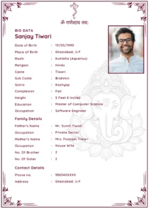 Biodata for marriage maker online