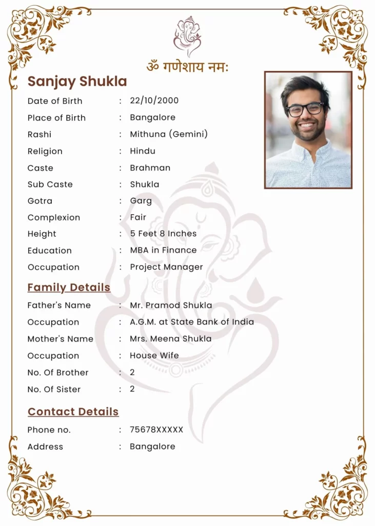 Marriage biodata maker