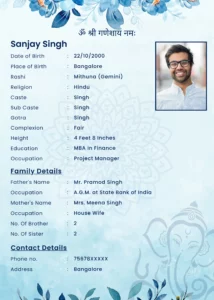 Blue leaf traditional template biodata