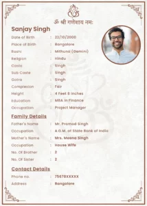 Professional biodata for marriage