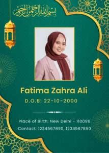 Muslim Pattern Green Marriage Biodata