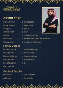 Muslim biodata for boy
